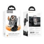 Автотримач для телефона з БЗП HOCO HW8 Transparent Discovery Edition wireless fast charging car holder(center console) Metal Gray